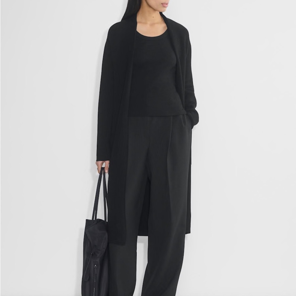 Aritzia Long Black Open-Front Cardigan